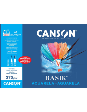 Papel Aguarela A3 370gr Canson Basik Minipack 6Fls
