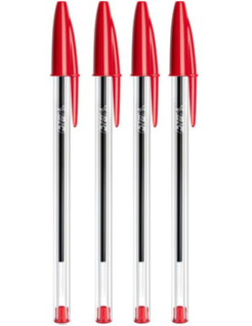 Esferográfica BIC Cristal Ball Point Vermelho 1mm 4un