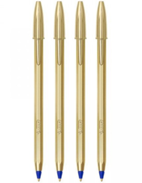 Esferográfica BIC Edição Especial Azul 1mm Dourado 4un