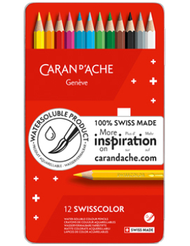Lápis Cor Aguarelável 12un Cx Metal Caran DAche Swisscolor