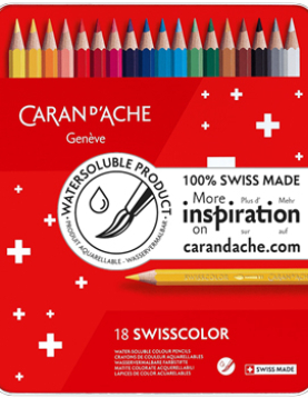 Lápis Cor Aguarelável 18un Cx Metal Caran DAche Swisscolor