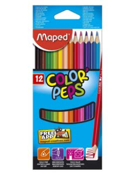 Lápis Cor 12un Cx Cartão Maped Peps Long 20cm