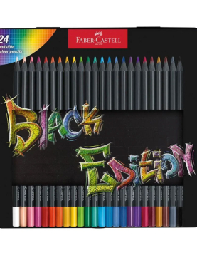 Lápis Cor 24un Cx Metal Faber-Castell Black Edition 18cm