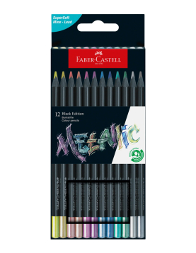 Lápis Cor 12un Faber-Castell Black Edition Tons Metal 18cm