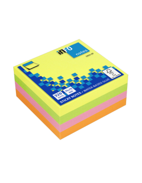 Bloco Notas Aderentes 075x075mm Néon Cubo 320 Folhas