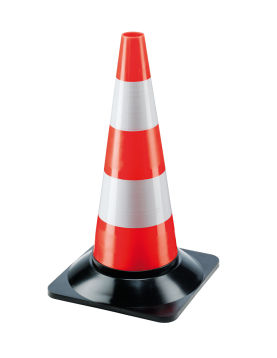 Cone Sinalização Branco e Laranja com Base Preta 50cm
