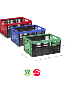 Caixa Dobrável Arrumação Plástica 48x35x24cm 32L Sortido