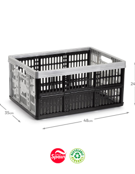 Caixa Dobrável Arrumação Plástica 48x35x24cm 32L Prata