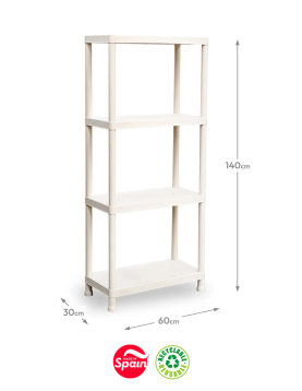 Estante 4 Prateleiras Stack 30x60x140cm Bege