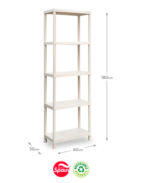 Estante 5 Prateleiras Stack 30x60x180cm Bege