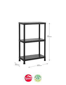 Estante 3 Prateleiras Stack 30x60x95cm Preto