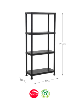 Estante 4 Prateleiras Stack 30x60x140cm Preto