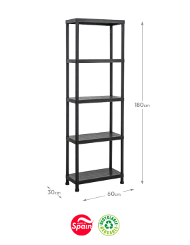 Estante 5 Prateleiras Stack 30x60x180cm Preto