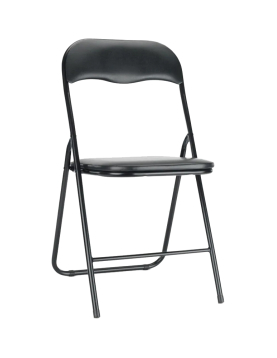 Cadeira Dobrável Semi-Pele Preto