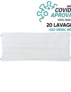 Máscara Reutilizável 20 Lavagens Branco (Pregas) 1un