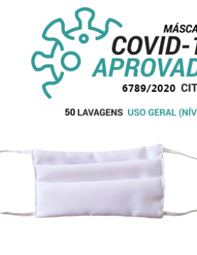 Máscara Reutilizável 50 Lavagens Adulto Branco Pack 3un