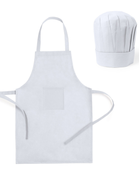 Avental e Chapéu de Cozinheiro Criança Non-Woven Branco