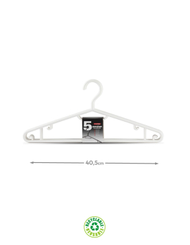 Cabide 40,5x18x3,3cm Branco 5un
