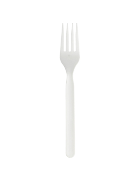 Garfos C-PLA Reutilizáveis 17cm Branco 100un