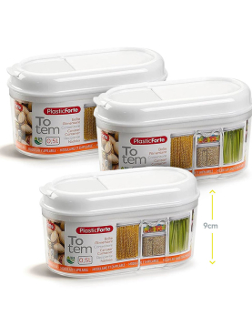 Caixa Multiusos 500ml Plástico c/Tampa Totem Branco 3un