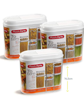Caixa Multiusos 1000ml Plástico c/Tampa Totem Branco 3un