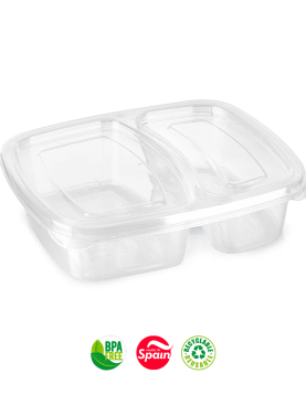 Caixa Hermética Lunch 2 Divisórias Nº1 725ml Transparente