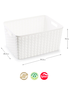 Caixa Arrumação Rattan Nº5 18L Branco