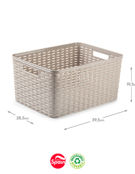 Caixa Arrumação Rattan Nº5 18L Bege