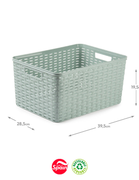 Caixa Arrumação Rattan Nº5 18L Verde Pastel