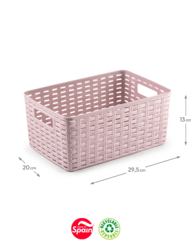 Caixa Arrumação Rattan Nº2 6L Rosa Pastel