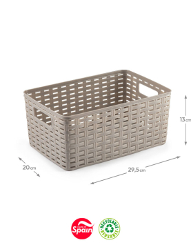 Caixa Arrumação Rattan Nº2 6L Bege
