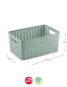 Caixa Arrumação Rattan Nº2 6L Verde Pastel