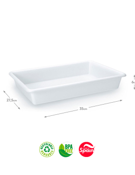 Tabuleiro Hotelaria 35x27,5x6cm 4L Branco