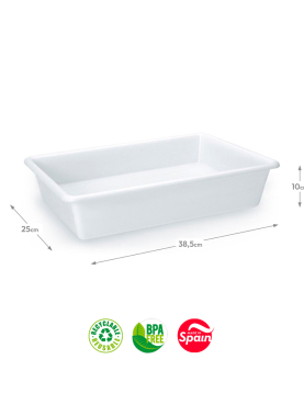 Tabuleiro Hotelaria 38,5x25x10cm 6L Branco