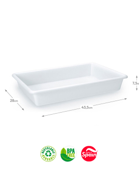 Tabuleiro Hotelaria 43,5x28x7,5cm 9L Branco