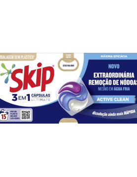 Detergente Cápsulas Máquina Roupa Skip Active Clean 15un