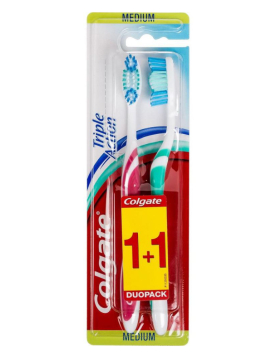 Escova de Dentes COLGATE Triple Action Média 1+1un