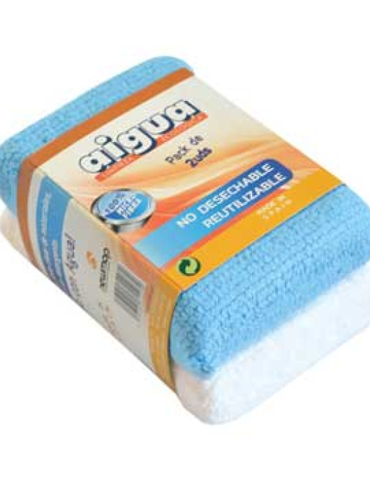 Esponja Microfibras 14x9cm Branco/Azul Pack 2un