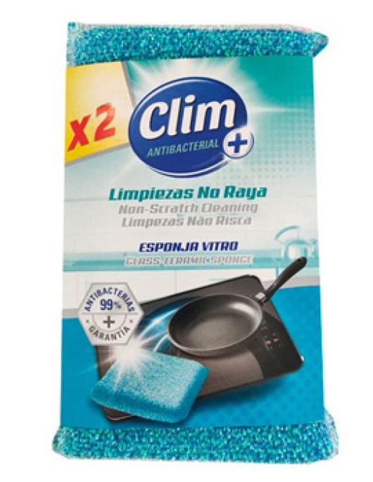 Esfregão Esponja Vitrocerâmica Clim Antibactérias 2un