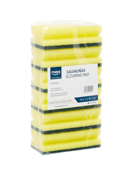Esfregão Esponja Salva Unhas 14x7cm Amarelo/Verde Pack 6un