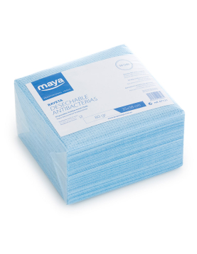 Pano Antibacteriano Descartável 35x38cm 80g Azul Pack 50un