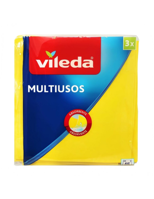Pano 36x33cm Multiusos Vileda Amarelo Pack 3un