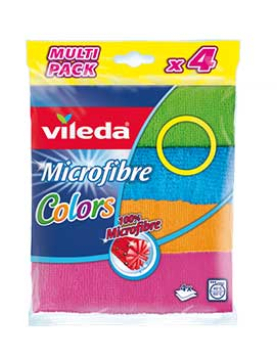 Pano Microfibra 30x30cm Vileda Sortido Pack 4un