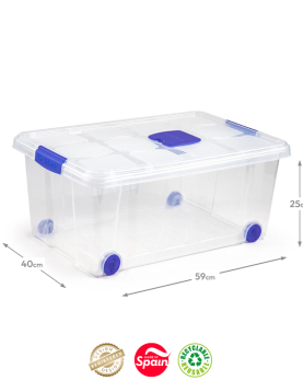 Caixa Plástico com Rodas 59x40x25cm 36L