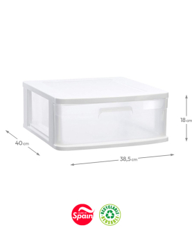 Bloco 1 Gaveta Plástico Sena 40x38,5x18cm Branco