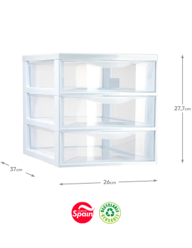 Bloco 3 Gavetas Plástico Easy 26x37x27,7cm Branco