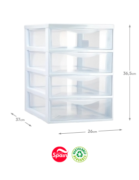 Bloco 4 Gavetas Plástico Easy 36,5x26x37cm Branco