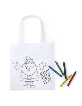 Saco Infantil de Natal Branco com Lápis de Cera