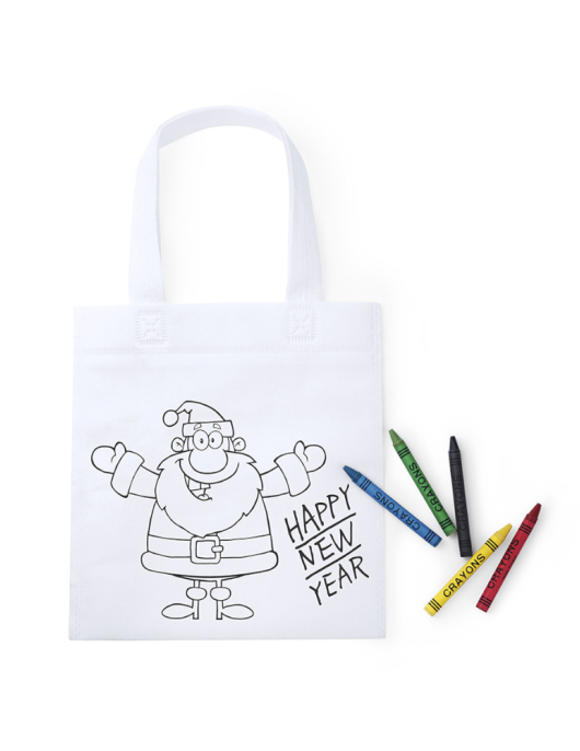 Saco Infantil de Natal Branco com Lápis de Cera