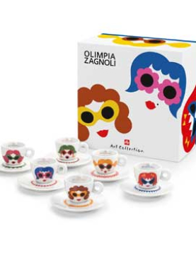 Conj Chav+Pires Esp Illy Art Collection Olimpia Zagnoli 6un